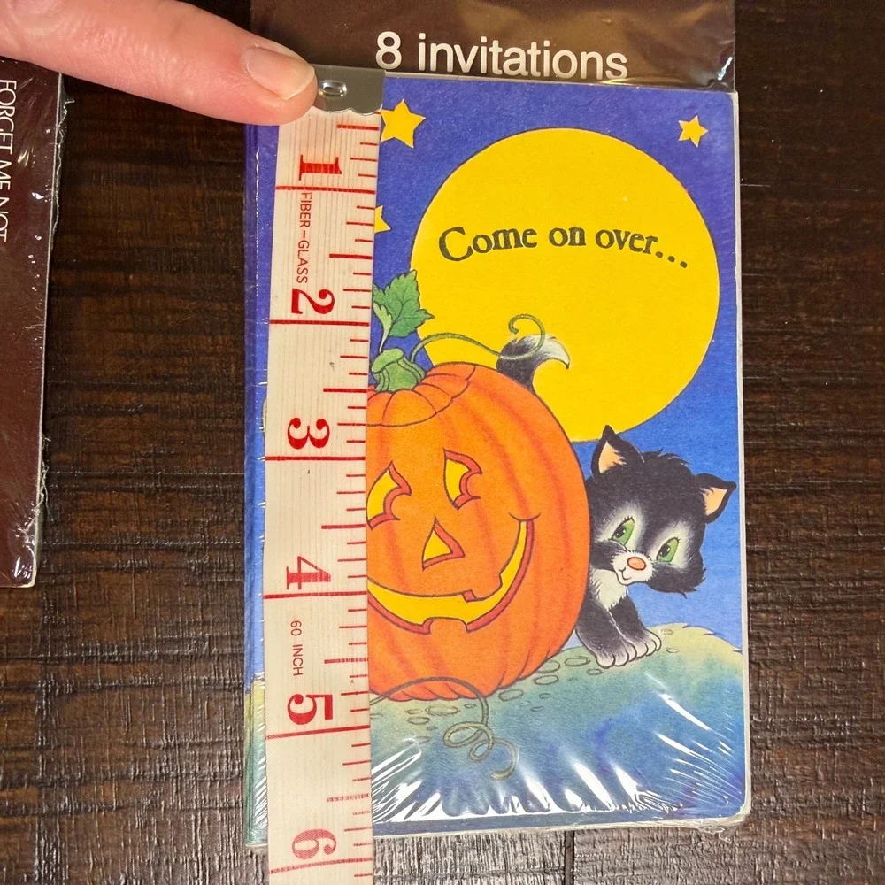 Vintage American Greetings Halloween Party Invitations Black Cat Pumpkin 24ct
